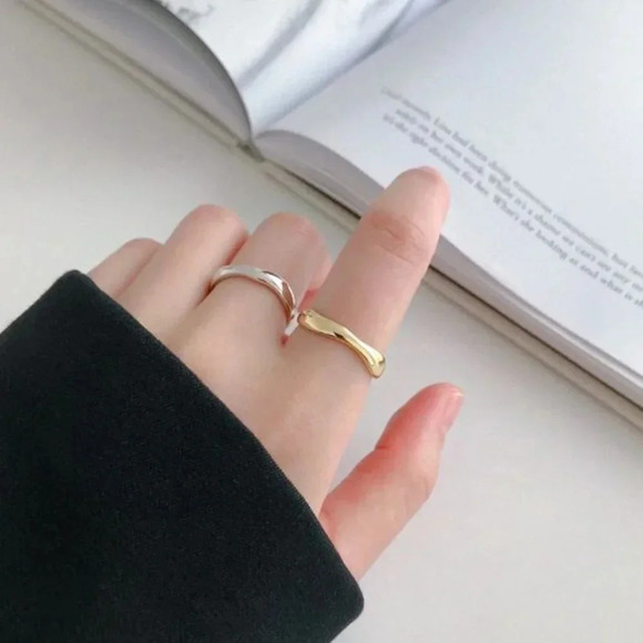 Minimalist 925 Sterling Silver Wave Open Ring - Picture 1 of 7